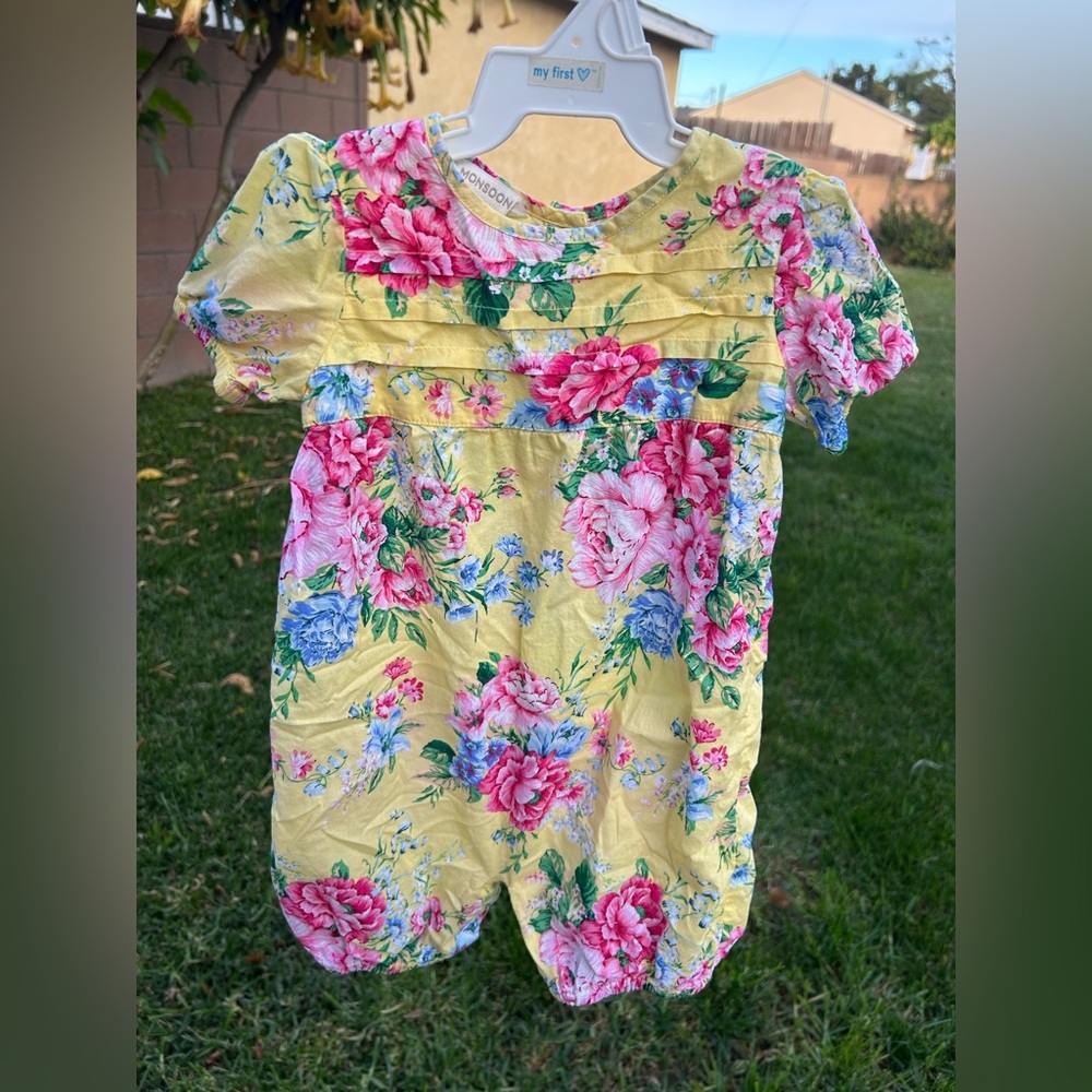 Monsoon Yellow Floral Baby Outfit